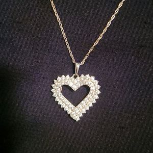 White gold plated Cz heart necklace